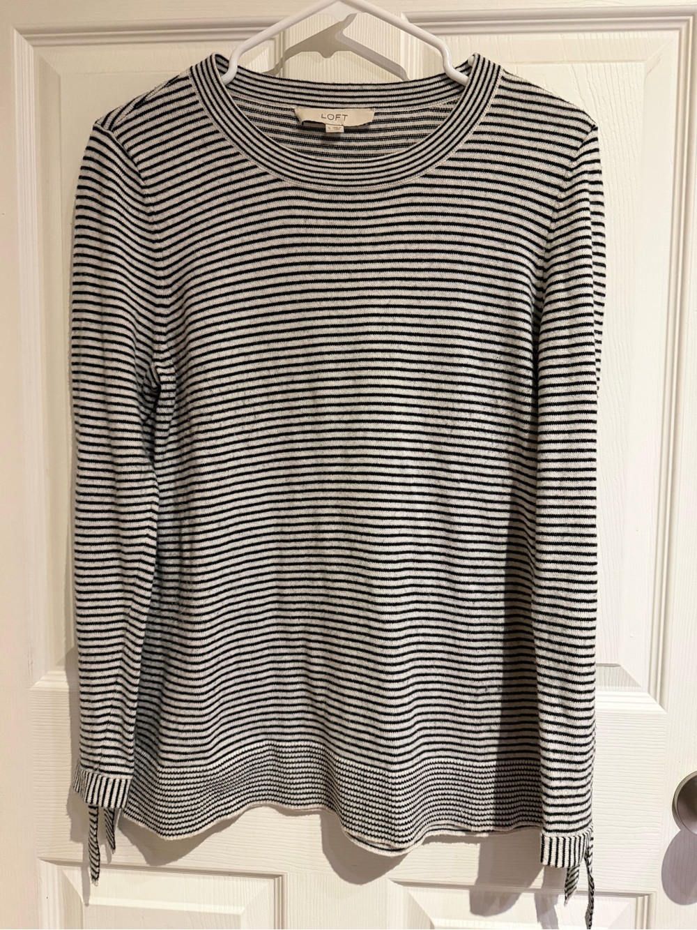 LOFT Women's Black & White Striped Long-Sleeve Tee